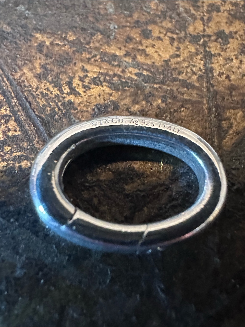 Tiffany & Co. Oval Jump Clasping Ring Sterling Silver Ag 925 Italy.